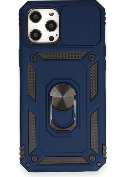 iPhone 12 Pro Max Kılıf Tam Koruma Sağlayan Kamera Sürgülü Sert Silikon Kapak Ryc/pars Yüzüklü