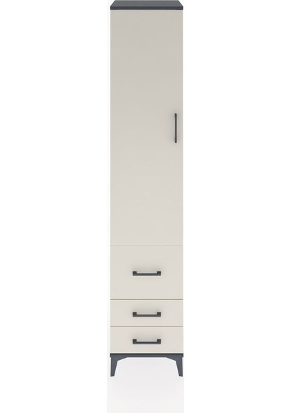 Hyperion Dolap 4 Raflı 3 Çekmeceli Tek Kapaklı 44X44X221 Antrasit-Aytaşı