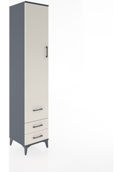 Hyperion Dolap 4 Raflı 3 Çekmeceli Tek Kapaklı 44X44X221 Antrasit-Aytaşı fiyatları
