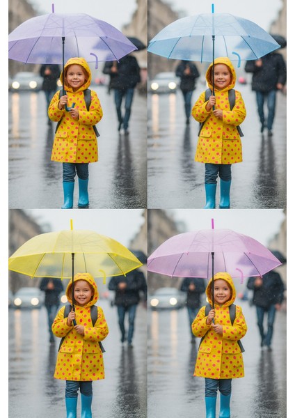 Renkli Şemsiye Çocuk Şemsiyesi Şeffaf Şemsiye Renkli Şemsiye 1 Adet Renk Seçiniz fiyatları