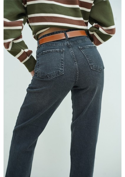 Kemerli Füme Pantolon