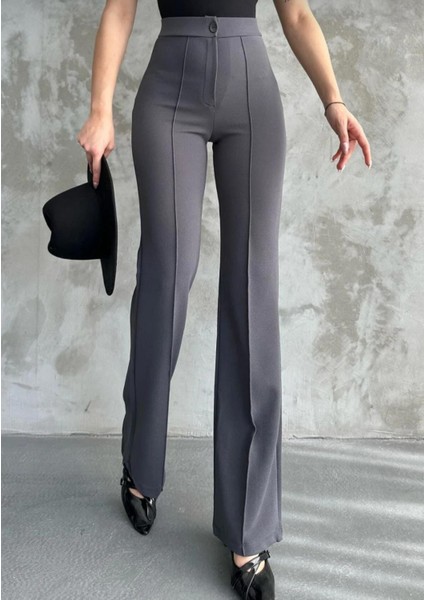 Is Berceste Krep Kumaş Likralı Gri Ispanyol Paça Palazzo Pantalon fiyatları
