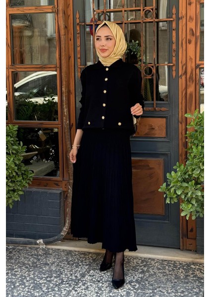 Düğmeli Etekli Takım MB24.700 Siyah