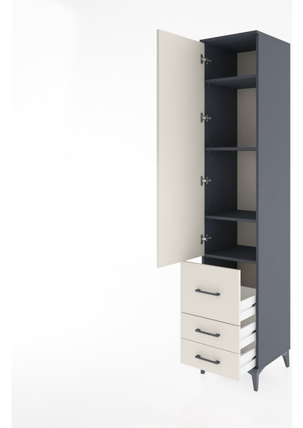 Hyperion Dolap 4 Raflı 3 Çekmeceli Tek Kapaklı 44X44X221 Antrasit-Aytaşı fırsatları