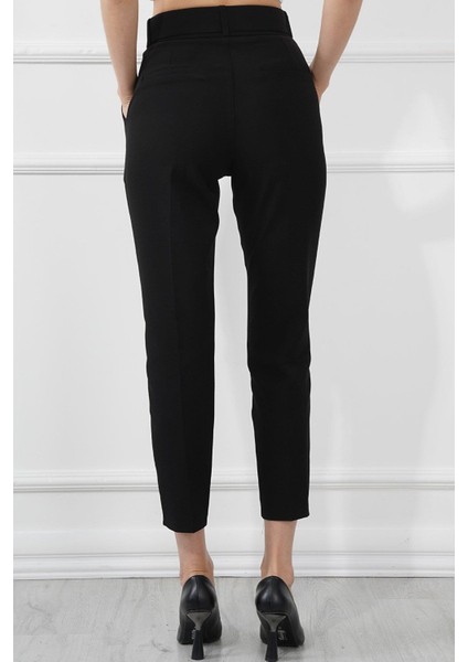 Kaside Manga Moda Kemerli Double Paça Kumaş Pantolon M1533 Siyah fiyatları