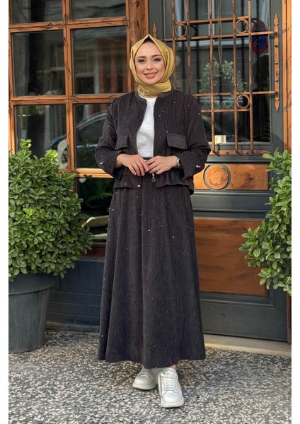 Etek-Ceket Takım W-6918 Gri