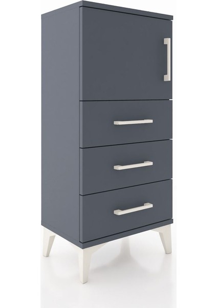 Arges Komodin Tek Raflı 3 Çekmeceli Tek Kapaklı 44X30X96 Antrasit-Antrasit fiyatları