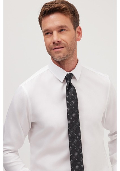 Slim Fit Beyaz Non-Iron %100 Pamuk Doğa Dostu Ekoteks Belgeli Ütü Gerektirmez Gömlek