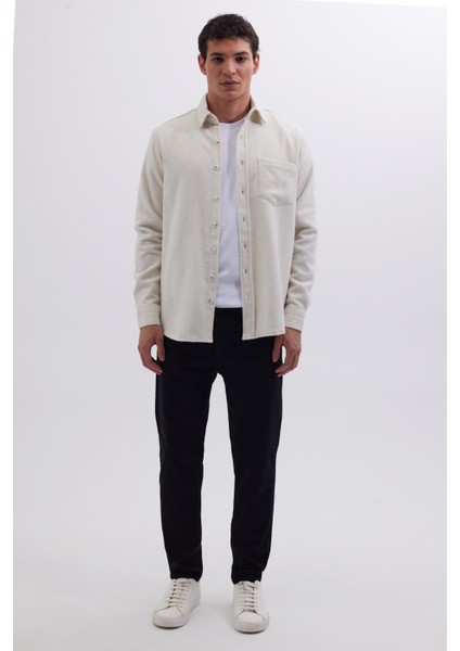 Erkek Regular Fit Klasik Kesim Düz Cepli Ekru Oduncu Gömlek indirimleri