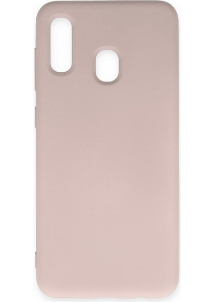 Samsung Galaxy A20 Kılıf Içi Kadife Kaplı Nano Silikon Kapak - Pudra