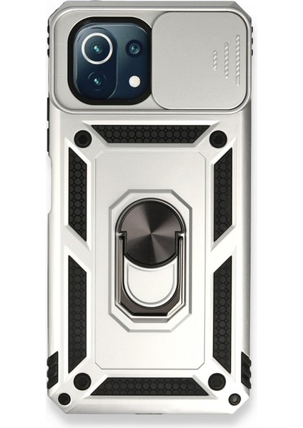 Xiaomi Mi 11 Lite Kılıf Tam Koruma Sağlayan Kamera Sürgülü Sert Silikon Kapak Ryc/pars Yüzüklü