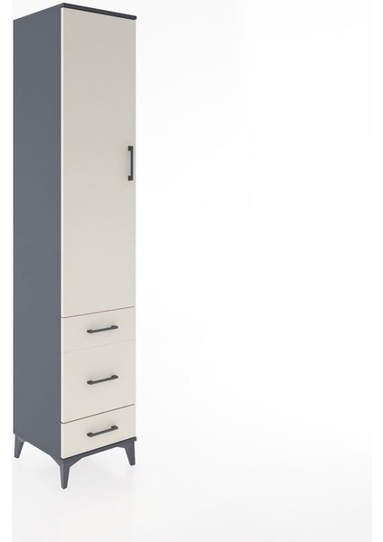 Hyperion Dolap 4 Raflı 3 Çekmeceli Tek Kapaklı 44X44X221 Antrasit-Aytaşı fiyatları