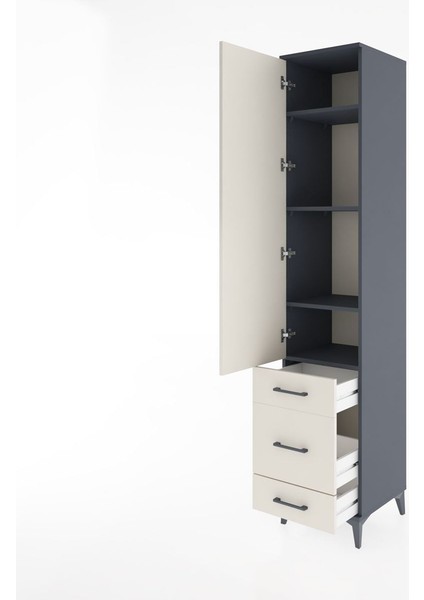 Hyperion Dolap 4 Raflı 3 Çekmeceli Tek Kapaklı 44X44X221 Antrasit-Aytaşı fırsatları