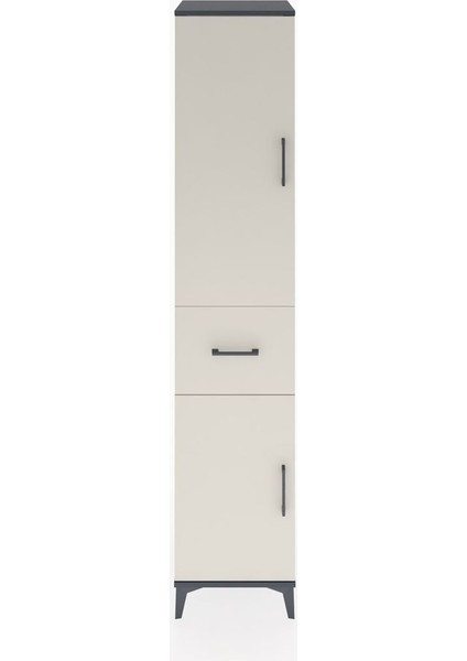 Hyperion Dolap 4 Raflı Tek Çekmeceli 2 Kapaklı 44X44X221 Antrasit-Aytaşı