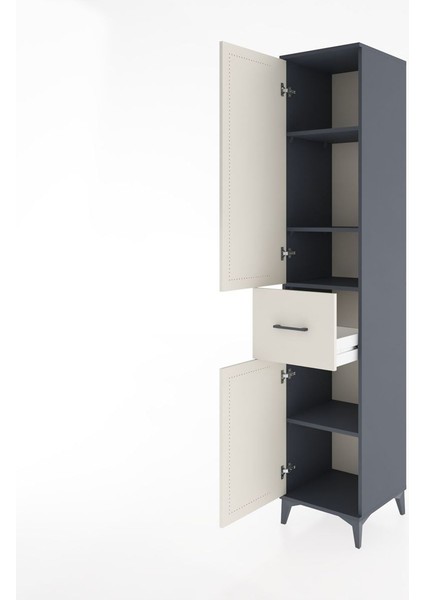 Hyperion Dolap 4 Raflı Tek Çekmeceli 2 Kapaklı 44X44X221 Antrasit-Aytaşı modelleri