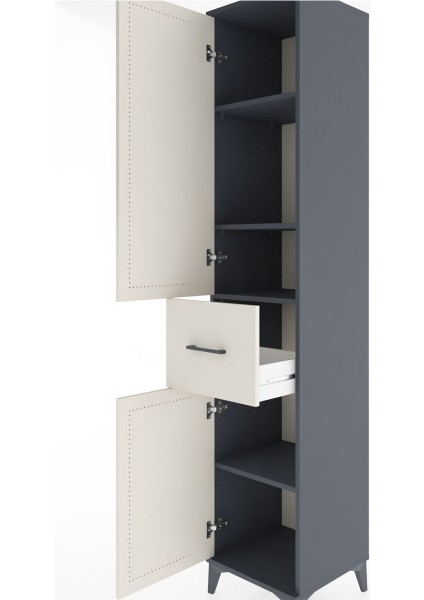 Hyperion Dolap 4 Raflı Tek Çekmeceli 2 Kapaklı 44X44X221 Antrasit-Aytaşı fırsatları
