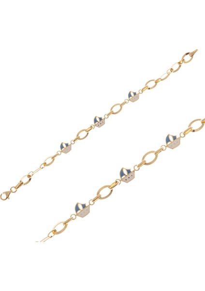 Gemi Figürlü Çocuk Bileklik 14 Ayar Altın