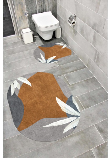 Su Emici Yumuşak Kaymaz Taban Sünger Dolgulu Yıkanabilir Dekoratif Banyo Paspası TAKIMI-1134