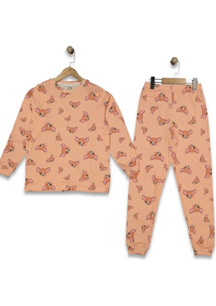 Somon Renk Kız Çocuk Pijama Takımı