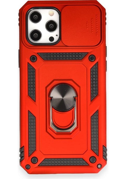 iPhone 12 Pro Max Kılıf Tam Koruma Sağlayan Kamera Sürgülü Sert Silikon Kapak Ryc/pars Yüzüklü