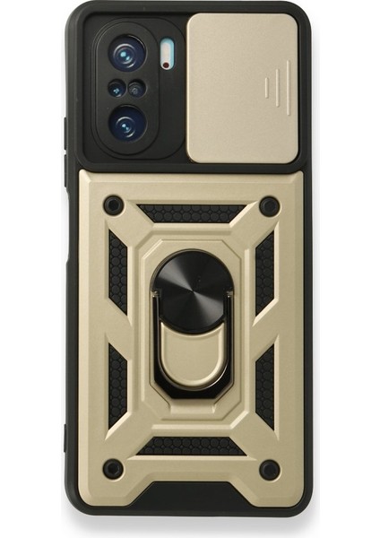 Poco F3 Kılıf Tam Koruma Sağlayan Kamera Sürgülü Sert Silikon Kapak Ryc/pars Yüzüklü