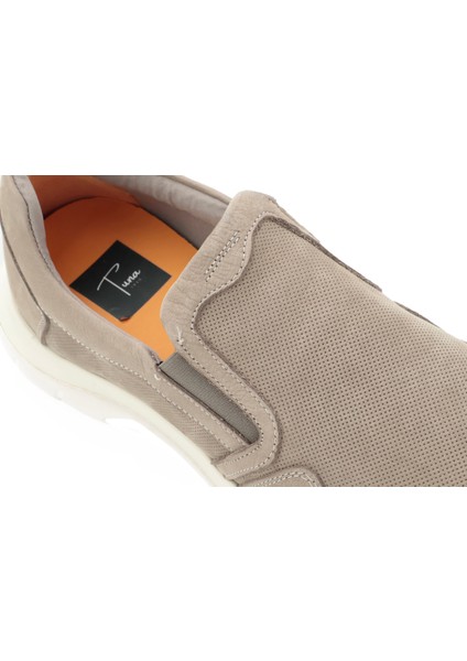 Hakiki Nubuk Deri Bej Casual Erkek Ayakkabı - Eva Taban - 256072