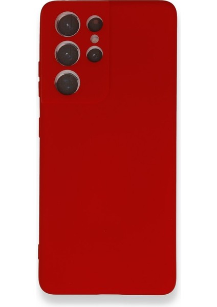 Samsung Galaxy S21 Ultra Kılıf Içi Kadife Kaplı Nano Silikon Kapak - Kırmızı