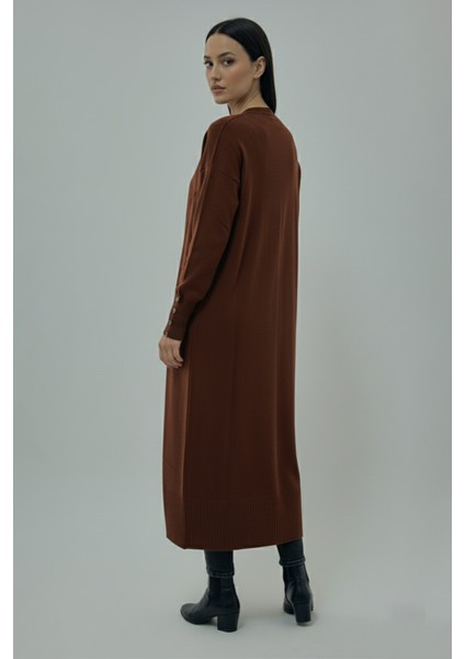 Düğme Detaylı Uzun Merserize Triko Hırka fiyatları