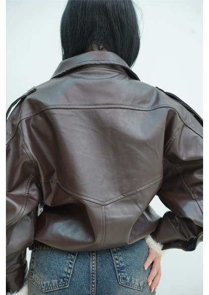 Dik Yaka Bomber Deri Ceket fırsatları