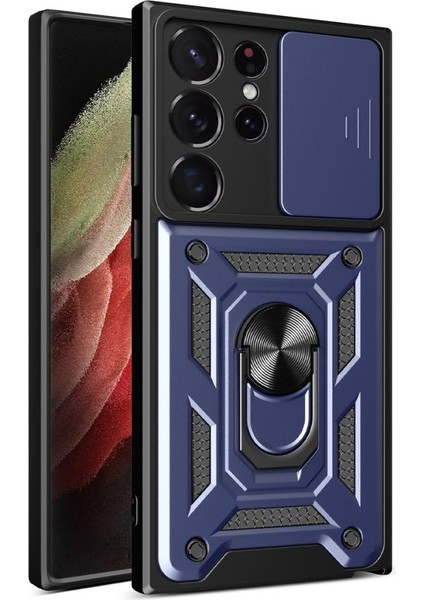 Samsung Galaxy S23 Ultra Kılıf Tam Koruma Sağlayan Kamera Sürgülü Sert Silikon Kapak Ryc/pars Yüzüklü