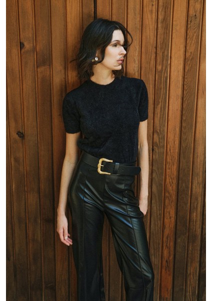 Sakallı Kısa Kol Triko - Siyah fiyatları