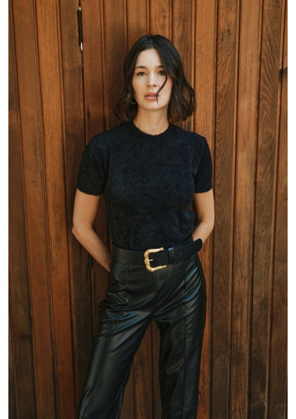 Sakallı Kısa Kol Triko - Siyah modelleri