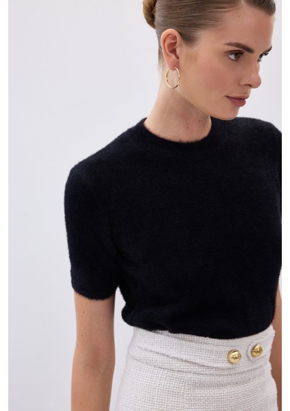 Sakallı Kısa Kol Triko - Siyah fırsatları