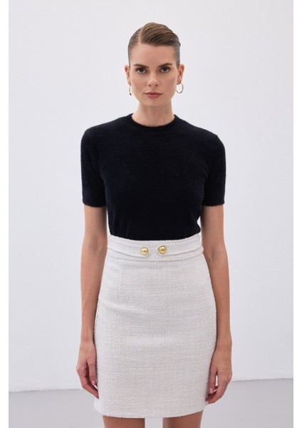 Sakallı Kısa Kol Triko - Siyah