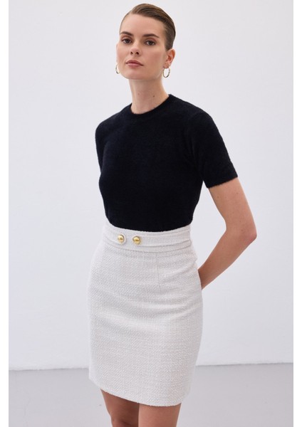 Sakallı Kısa Kol Triko - Siyah