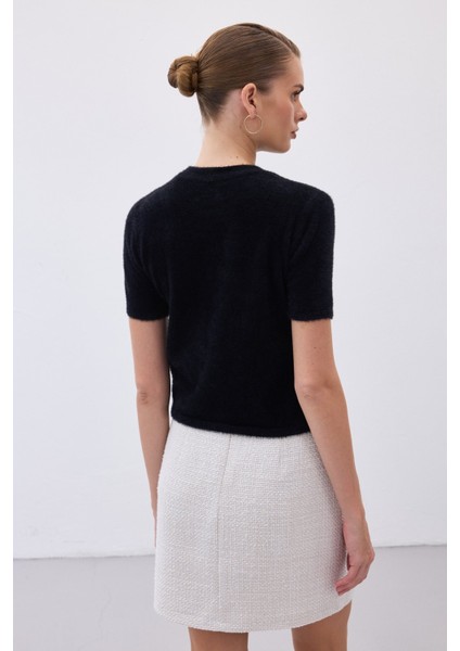 Sakallı Kısa Kol Triko - Siyah