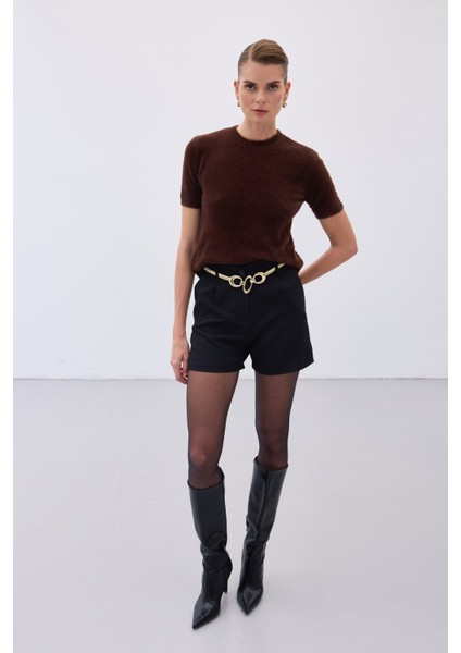 Sakallı Kısa Kol Triko - Kahve fiyatları