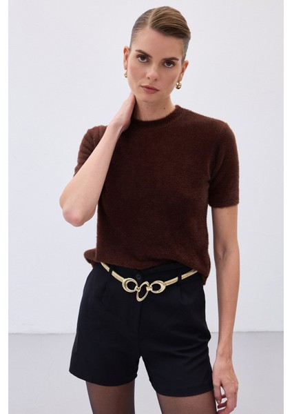 Sakallı Kısa Kol Triko - Kahve fırsatları