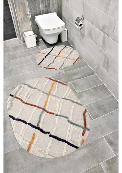 Su Emici Yumuşak Kaymaz Taban Sünger Dolgulu Yıkanabilir Dekoratif Banyo Paspası TAKIMI-1392