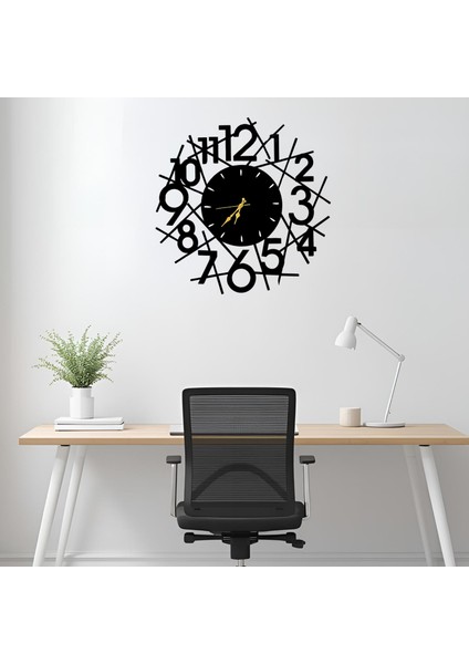 Dekoratif Metal Duvar Saati – Lazer Kesim, Şık ve Minimalist - 60X60CM