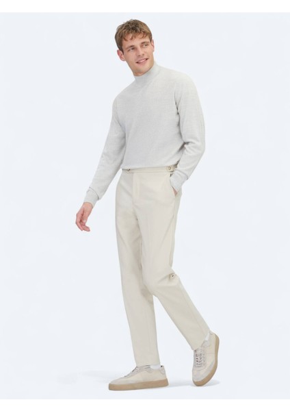Bej Dokuma Regular Fit Smart Casual Pamuk Karışımlı Pantolon fiyatları