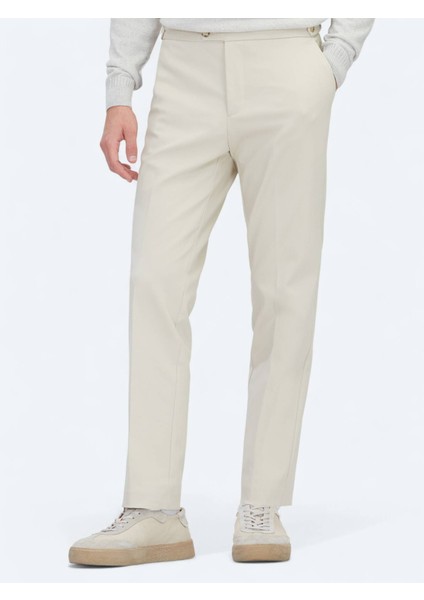 Bej Dokuma Regular Fit Smart Casual Pamuk Karışımlı Pantolon modelleri