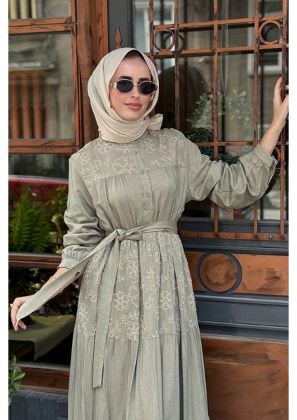 Nurcan Çetin Elbise 25146 Haki modelleri