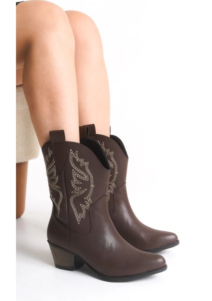 Bertha Yeni Sezon Kahve Deri Kovboy Bot fiyatları