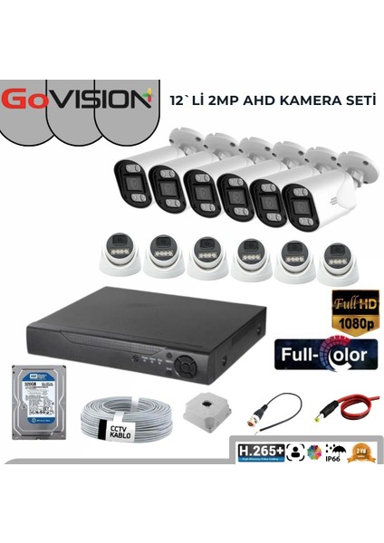 Go Vision 12'li Kamera Seti 2mp 3.6mm Full Color Serisi