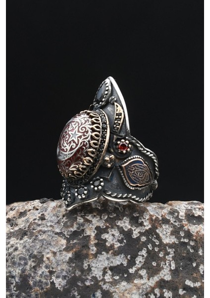 La Galibe Illallah Yazlı ve Ay Yıldızlı Figürlü Ayarlanabilir Zihgir 925 Ayar Gümüş Erkek Yüzük 902340 modelleri