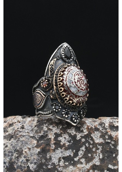 La Galibe Illallah Yazlı ve Ay Yıldızlı Figürlü Ayarlanabilir Zihgir 925 Ayar Gümüş Erkek Yüzük 902340 fırsatları