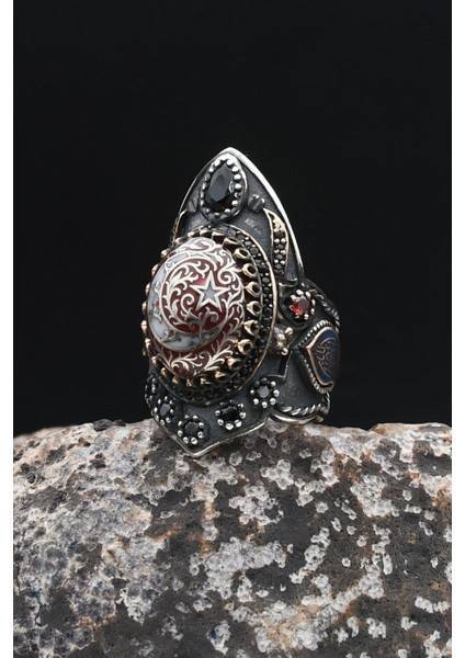 La Galibe Illallah Yazlı ve Ay Yıldızlı Figürlü Ayarlanabilir Zihgir 925 Ayar Gümüş Erkek Yüzük 902340 indirimleri