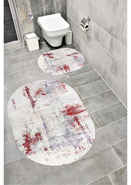 Su Emici Yumuşak Kaymaz Taban Sünger Dolgulu Yıkanabilir Dekoratif Banyo Paspası Takımı-Soft