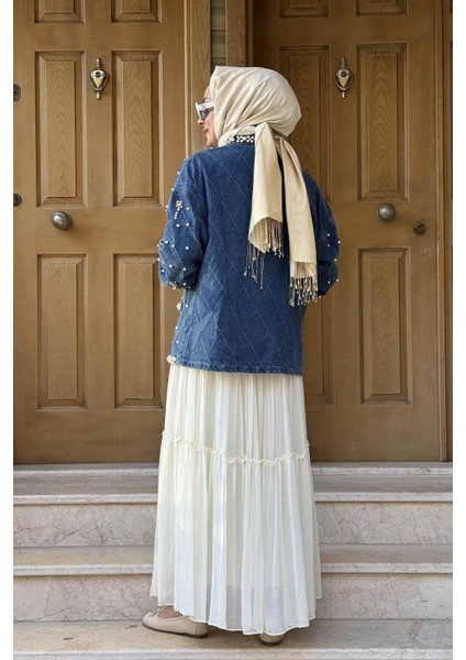 Incili Denim Ceket 25W6043 Lacivert fırsatları